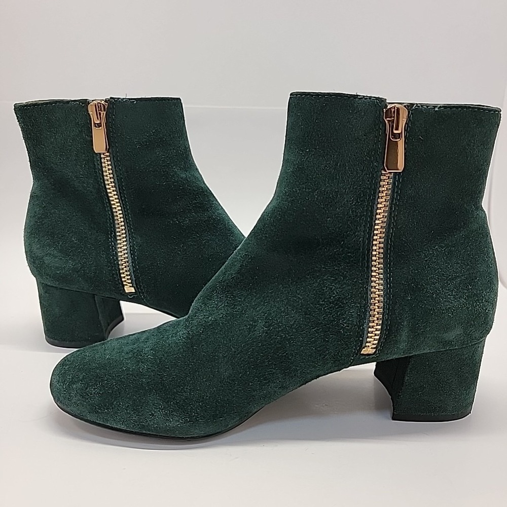 & OTHER STORIES Women's Green Suede Ankle Boots Size 6.5 EU 36 Block Heel Luxe